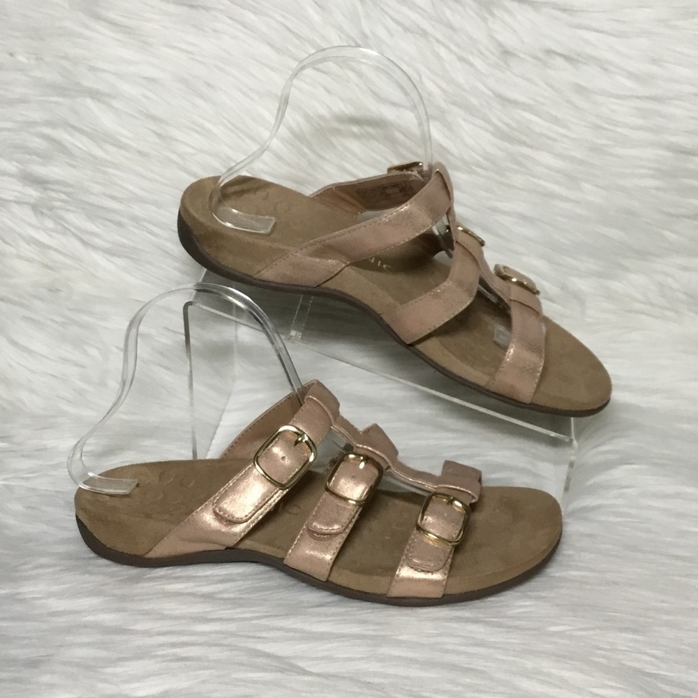 Vionic Misa Rose Gold Adjustable Slide Sandal, EUR 41/US 9